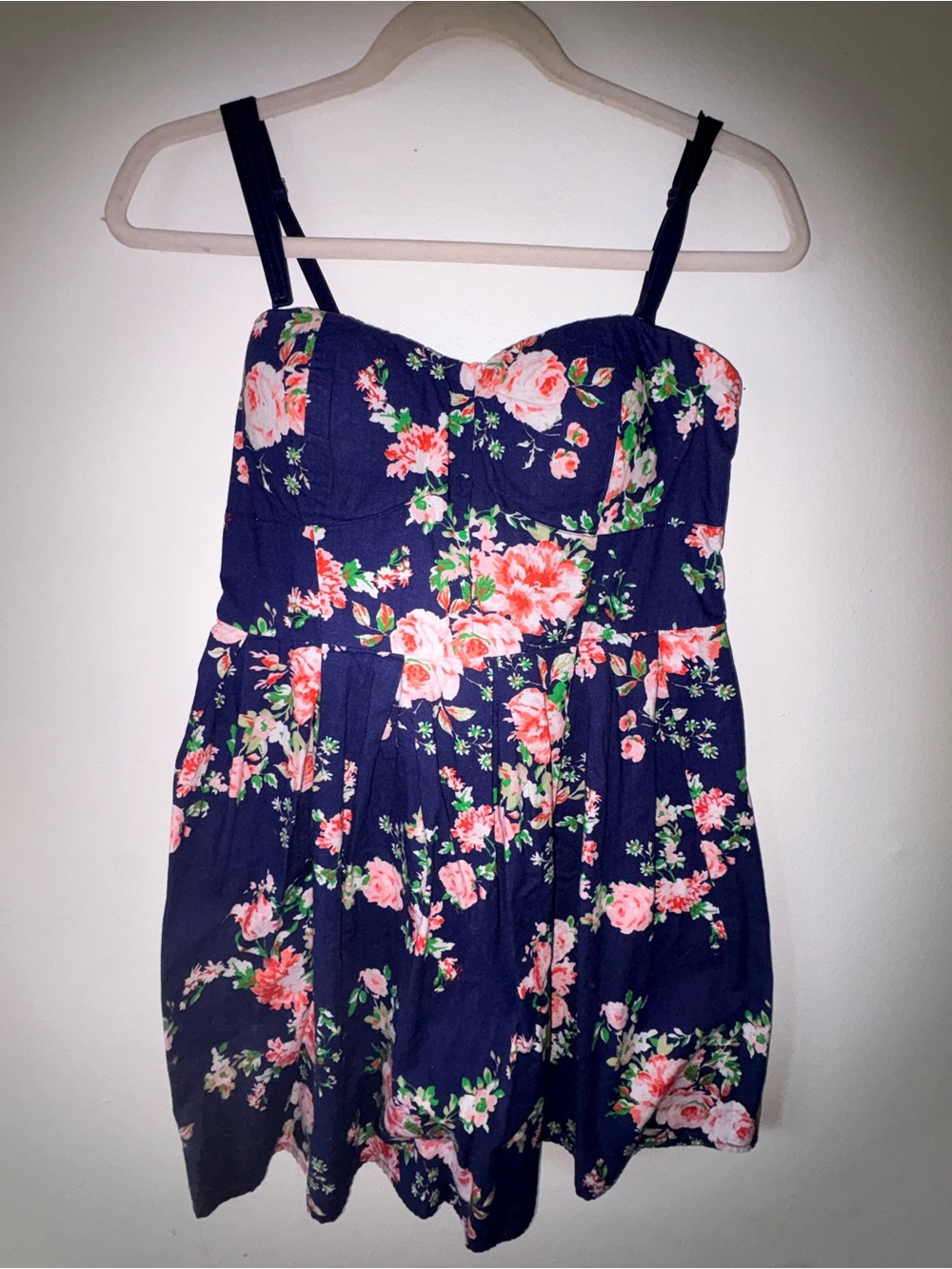Navy Dress with Pink Coral Floral (jr)